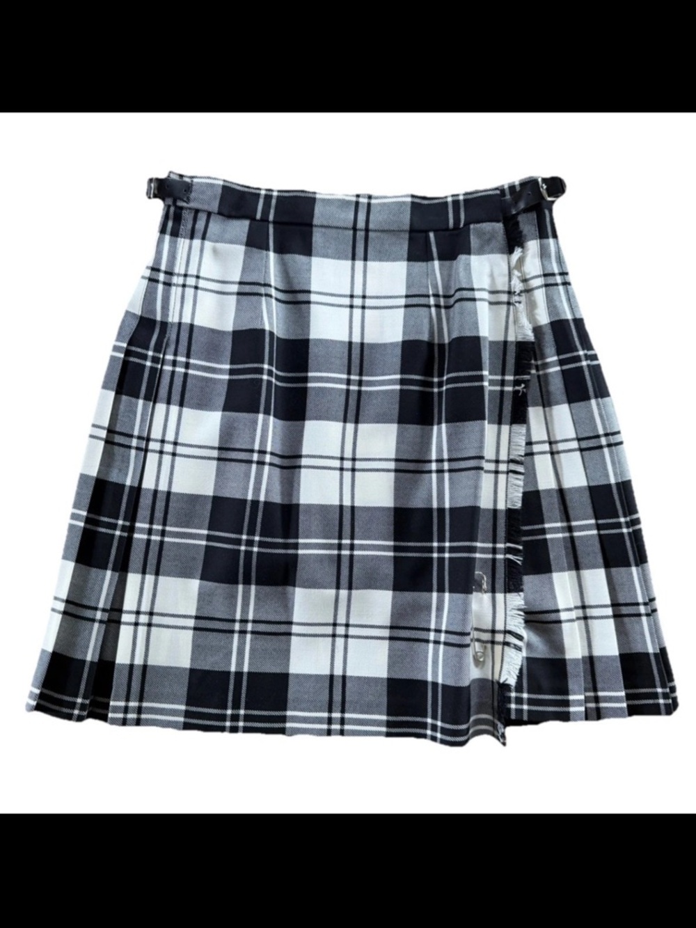 O’Neil Of Dublin Black & White Erskine 100% Worsted Wool Mini Kilt Size 10